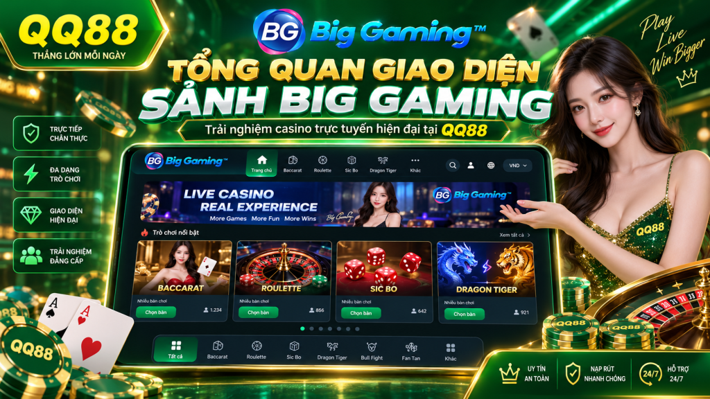 Tổng quan giao diện sảnh Big Gaming