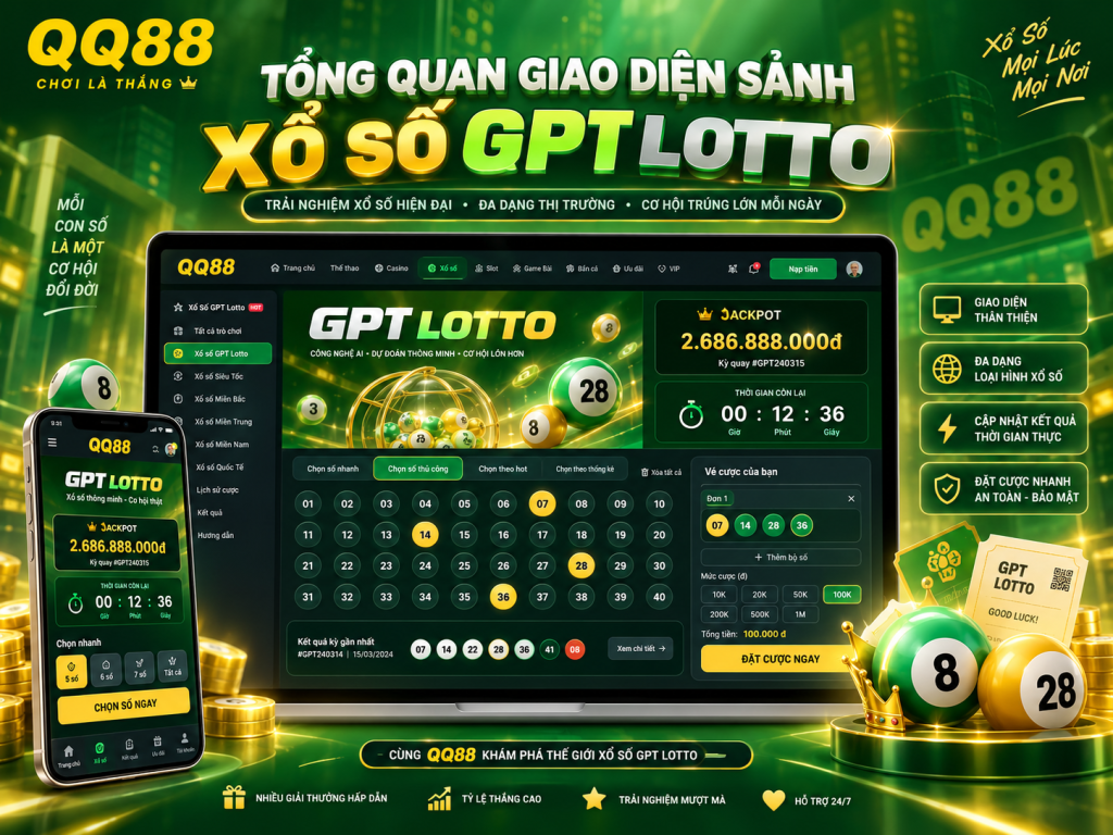 Tổng quan giao diện sảnh Xổ Số GPT Lotto