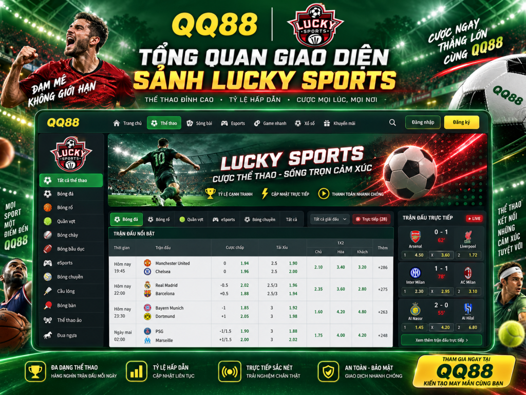 Tổng quan giao diện sảnh Lucky Sports