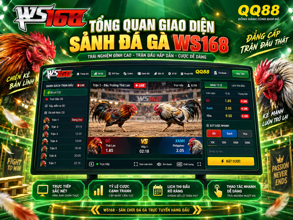 Tổng quan giao diện sảnh Đá Gà WS168