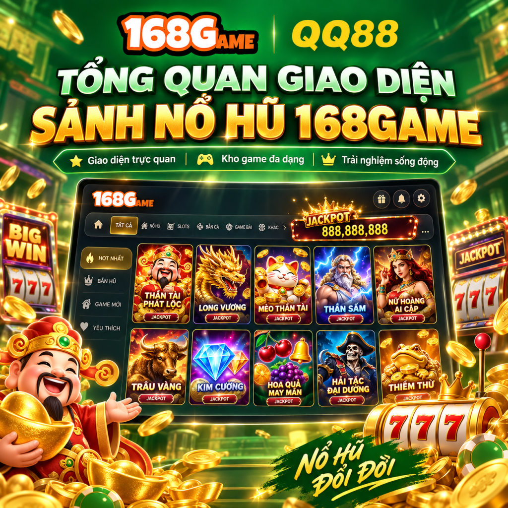Tổng quan giao diện sảnh Nổ Hũ 168Game