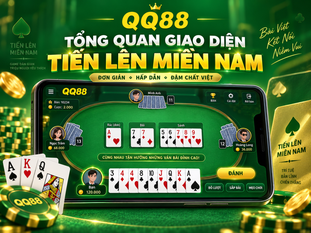 Tổng quan giao diện Tiến Lên Miền Nam QQ88