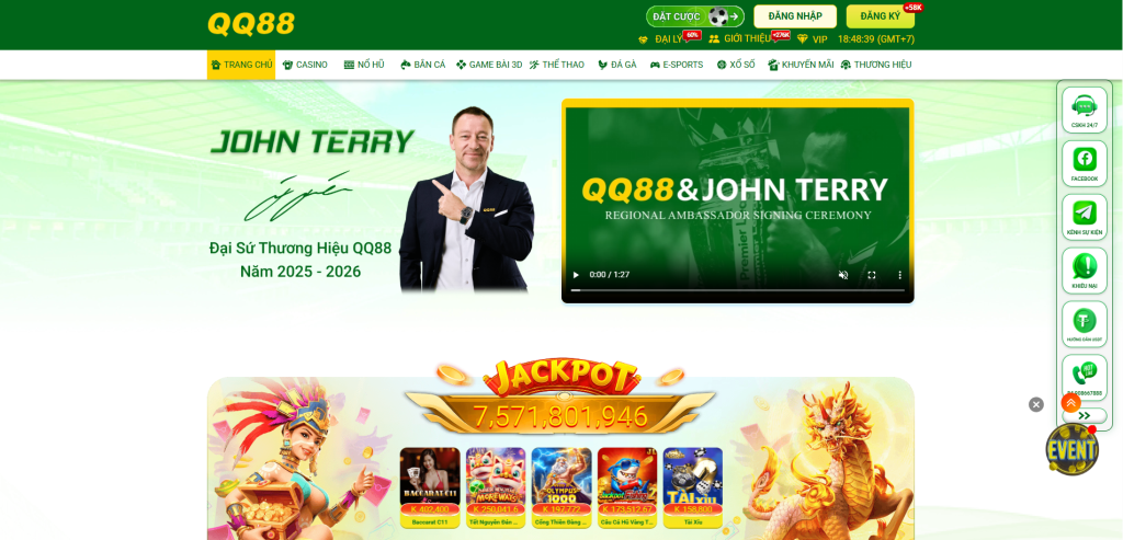 Tổng quan về giao diện trang chủ QQ88